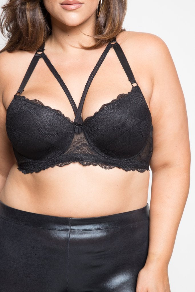 Plus Size Lace Overlay Cup Size DD Bra [Final Sale Item]