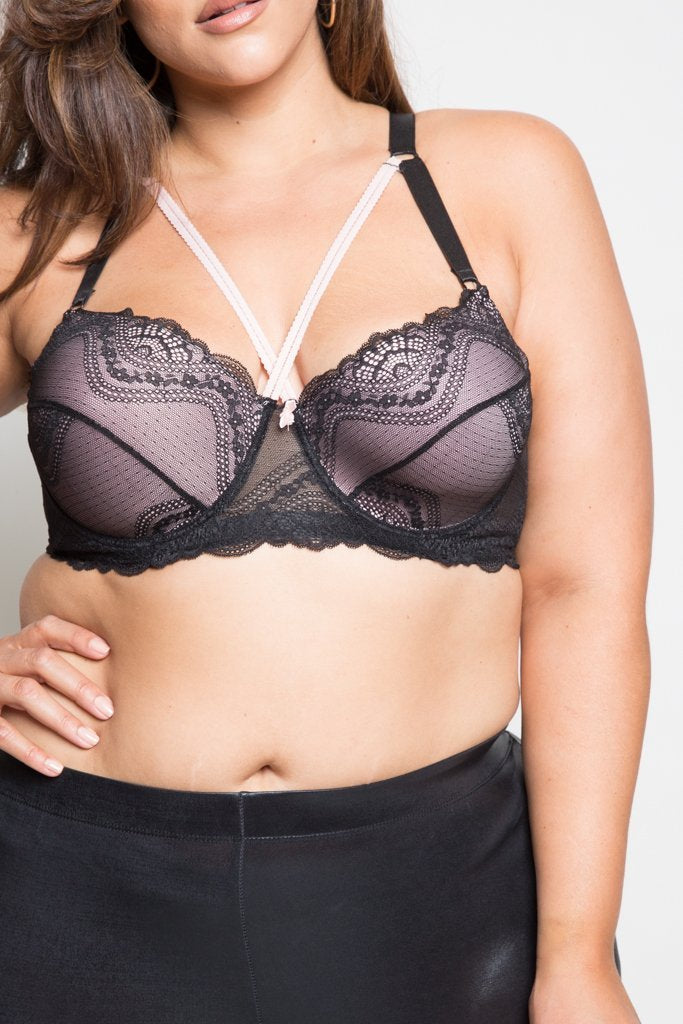 Plus Size Lace Overlay Cup Size DD Bra [Final Sale Item]