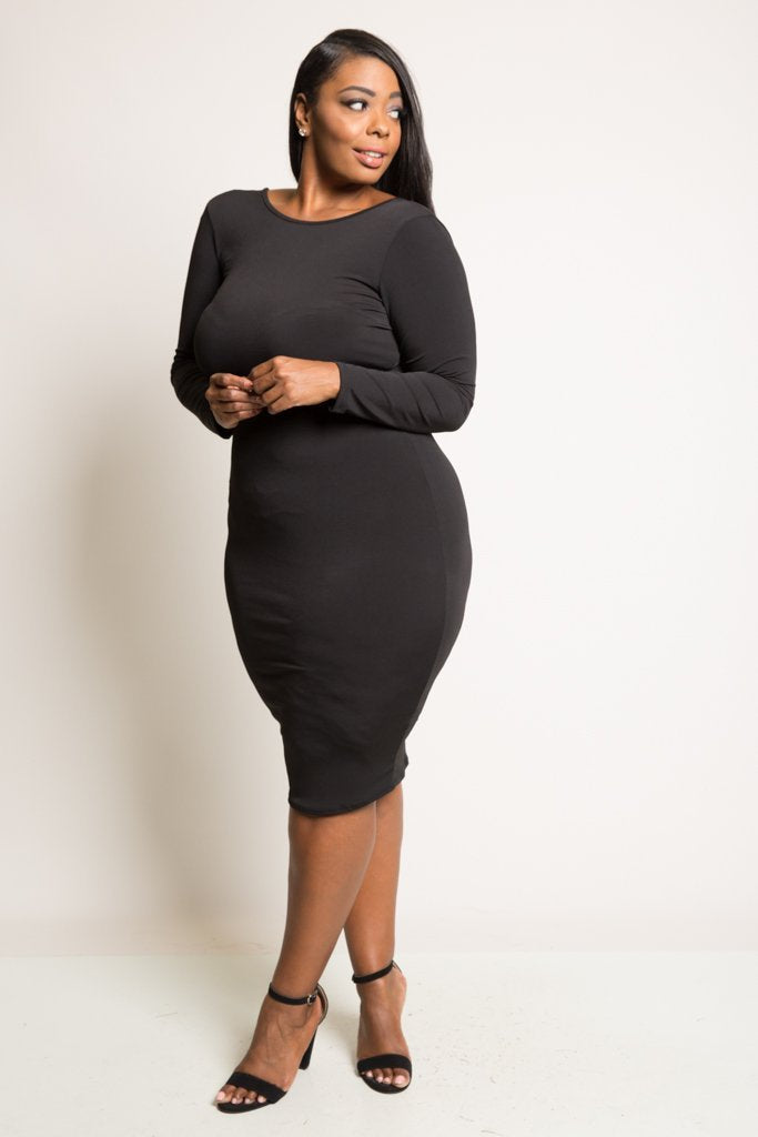 Plus Size Midi Dress with Open Back