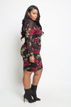 Plus Size Sexy Long Sleeve Floral Mesh Mini Dress [SALE]