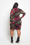 Plus Size Sexy Long Sleeve Floral Mesh Mini Dress [SALE]