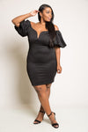 Plus Size Lovable Sweetheart Adorable Bubble Sleeve Mini Dress