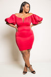 Plus Size Lovable Sweetheart Adorable Bubble Sleeve Mini Dress