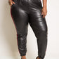 Plus Size Sleek Faux Leather Joggers