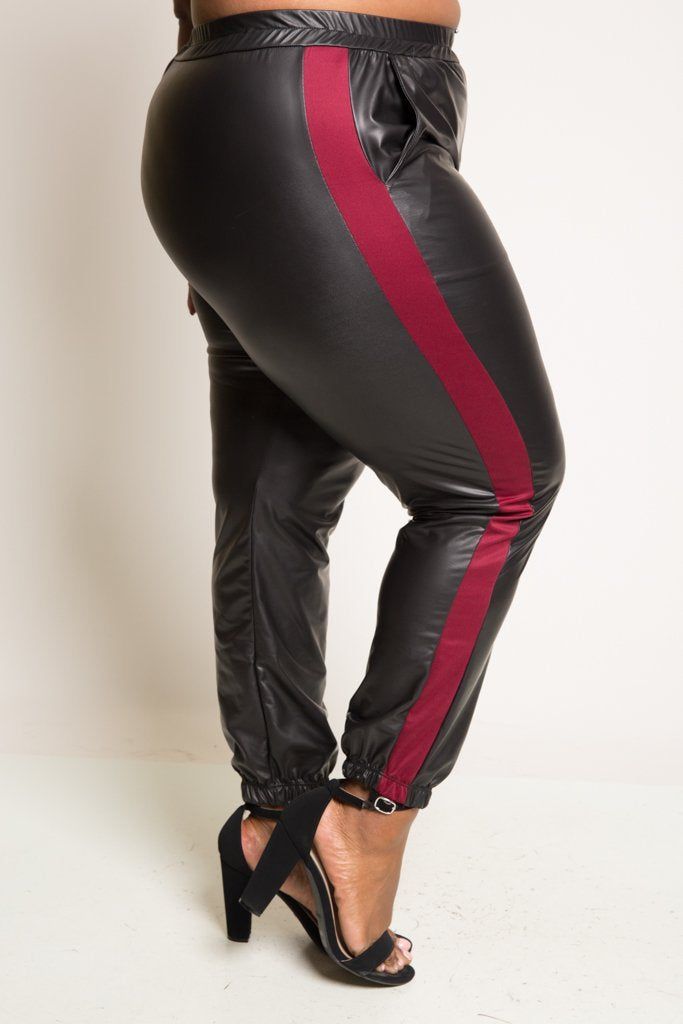 Plus Size Sleek Faux Leather Joggers