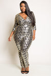 Plus Size Shining Metallic V-neck Jumpsuit [SALE]