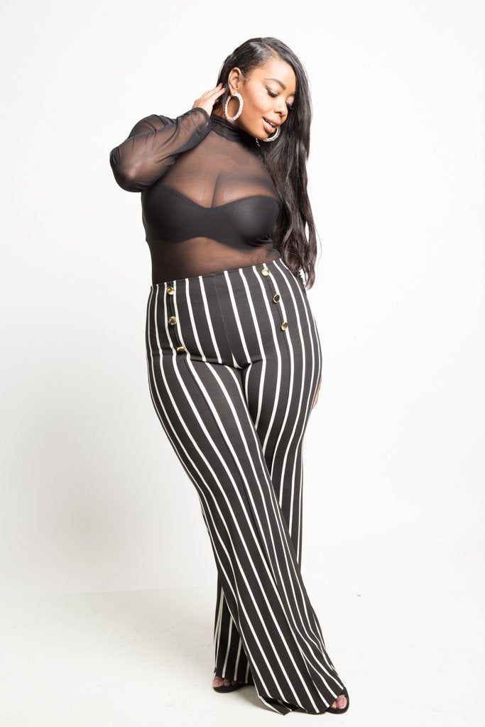 Plus Size Vertical Stripe Wide Leg Pants [SALE]