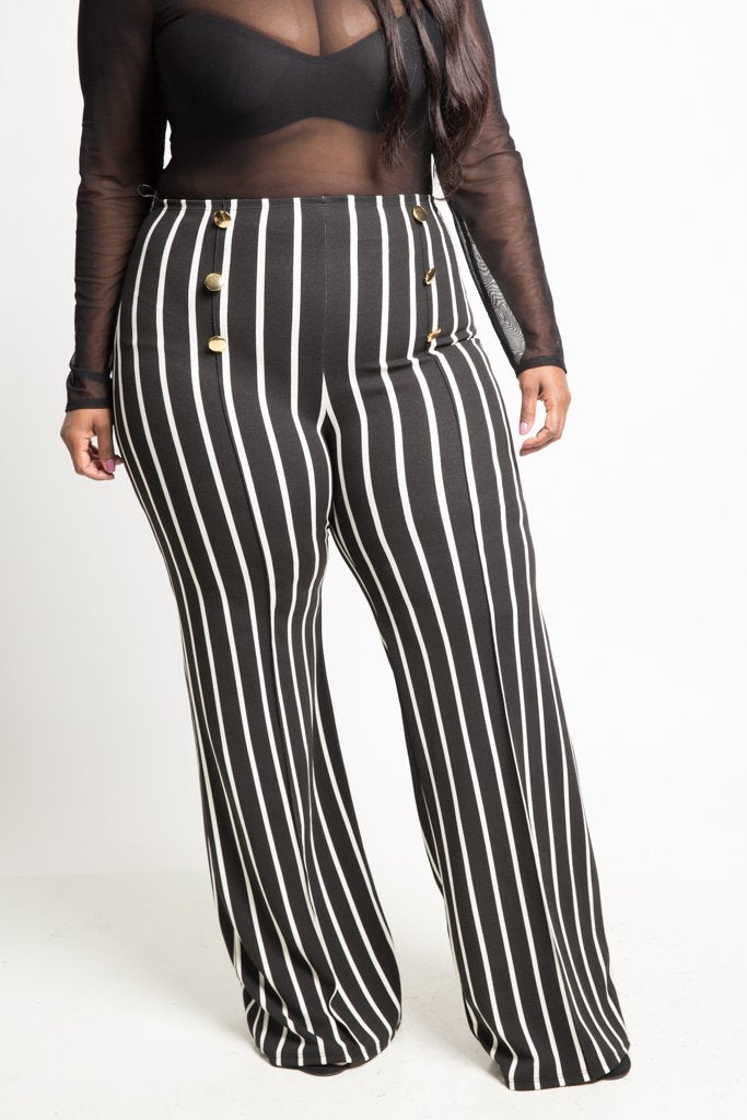 Plus Size Vertical Stripe Wide Leg Pants [SALE]