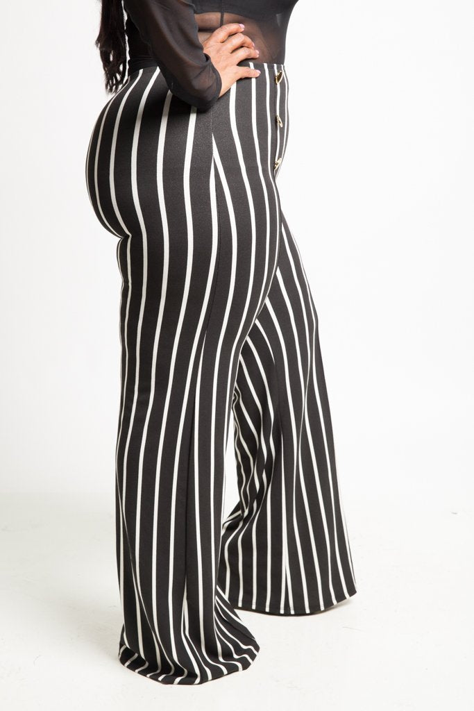 Plus Size Vertical Stripe Wide Leg Pants [SALE]