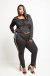 Plus Size Lace Up Top and Jogger Set