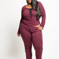 Plus Size Lace Up Top and Jogger Set
