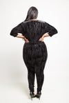 Plus Size V-Neck Velvet Jumpsuit