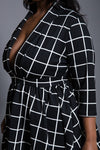 Plus Size Grid Fashion Skater Dress