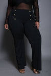 Plus Size Classic Gold Button High Waist Pants