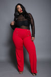 Plus Size Classic Gold Button High Waist Pants