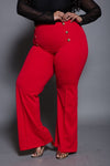 Plus Size Classic Gold Button High Waist Pants