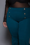 Plus Size Classic Gold Button High Waist Pants