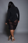 Plus Size See Through Mesh Midi Dress