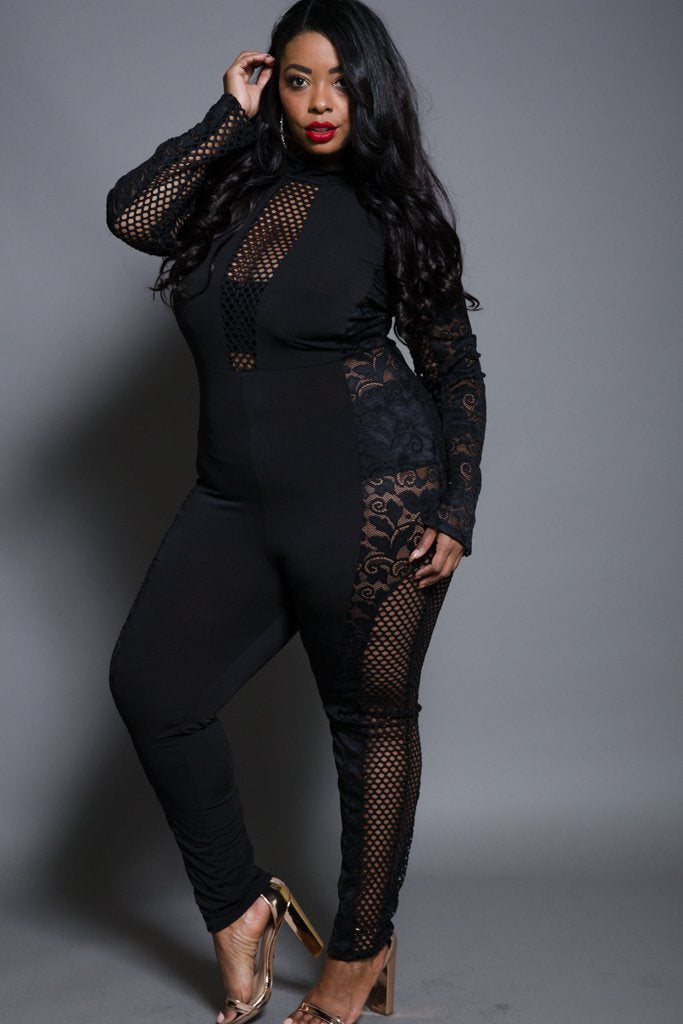 Plus Size Mesh Stylish Jumpsuit