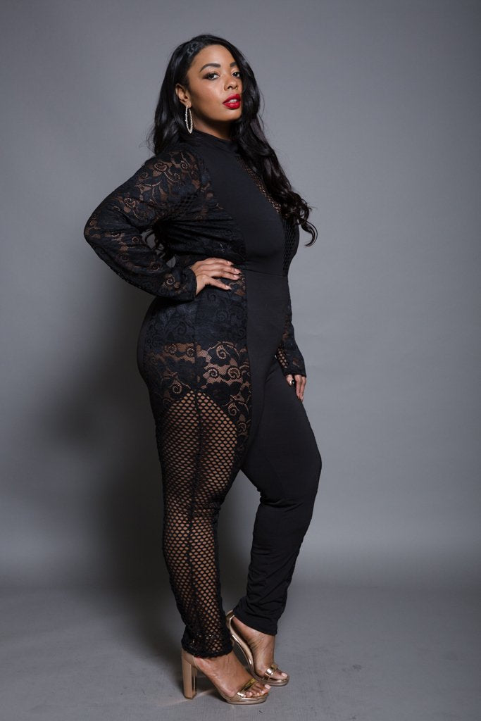 Plus Size Mesh Stylish Jumpsuit