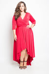 Plus Size Flowy Hi-lo Surplice Midi Dress