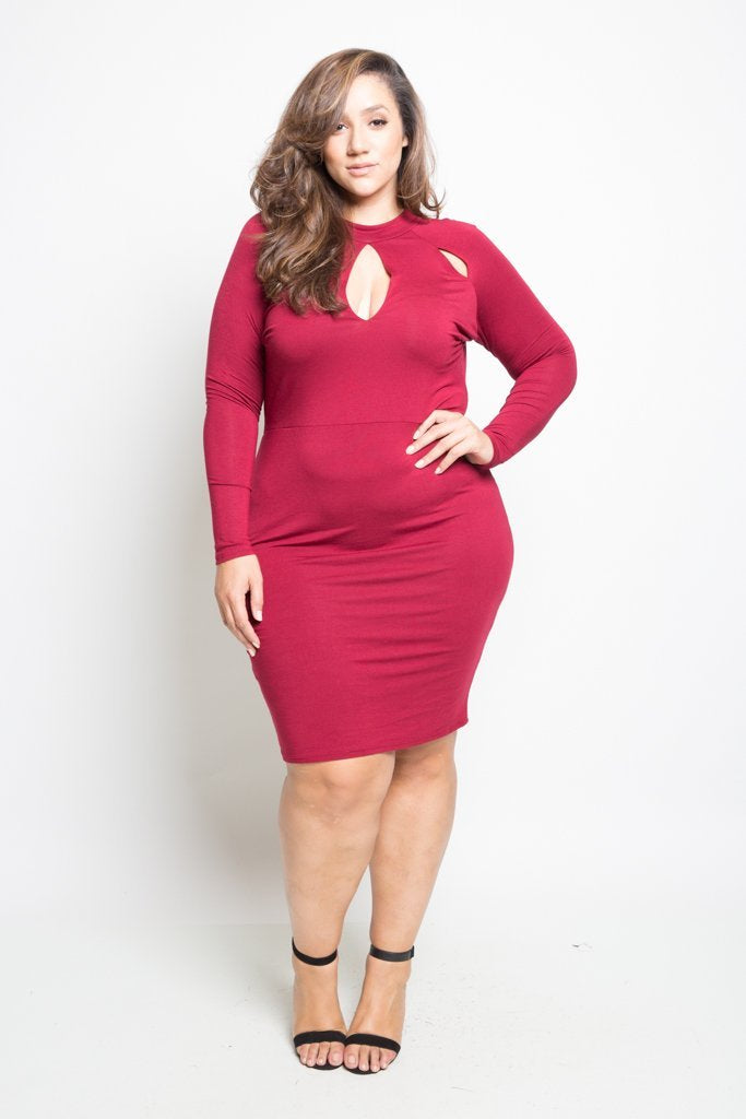 Plus Size Keyhole Sexy Bodycon Dress