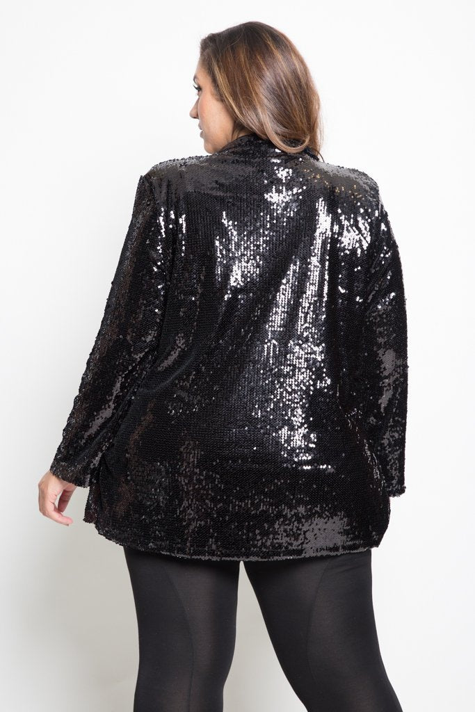 Plus Size Sparkling Sequin Perfect Blazer