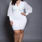 Plus Size Bubble Sleeves Collared Dress