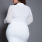 Plus Size Bubble Sleeves Collared Dress