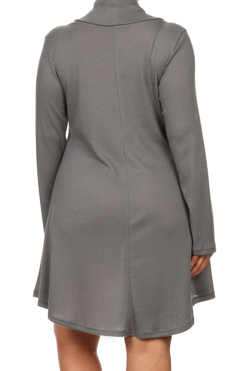 Plus Size Cowl Neck Sweater Knit Tunic Dress