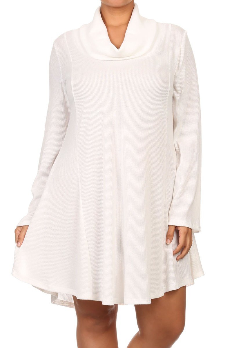 Plus Size Cowl Neck Sweater Knit Tunic Dress