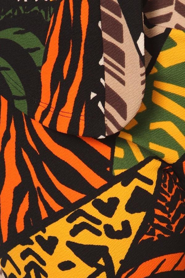 Vivid Tribal Print Plus Size Blazer Pants Set