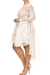 See Through Detailed Hi Lo Lace Plus Size Dress