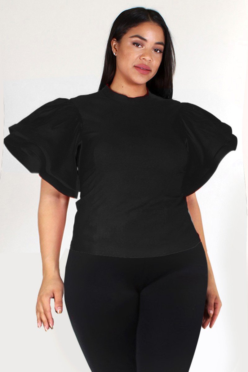 Plus Size Glam Ruffled Sleeve Top [SALE]