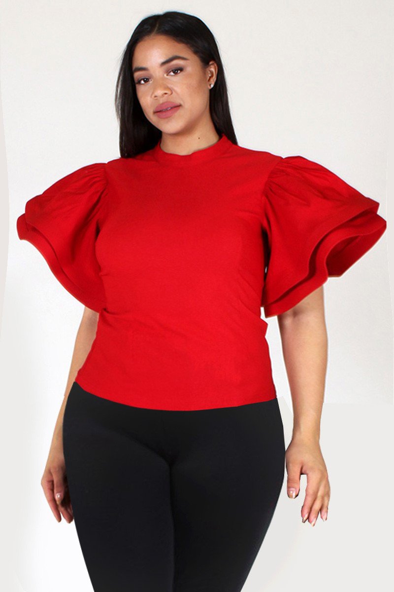 Plus Size Glam Ruffled Sleeve Top [SALE]