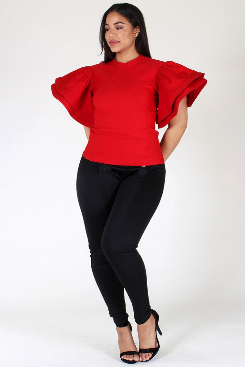 Plus Size Glam Ruffled Sleeve Top [SALE]