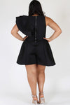 Plus Size Runway Tiered Techno Solid Romper