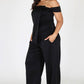 Plus Size Chic Off Shoulder Top and Bottom Set