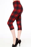 Plaid Print Brushed Capri Leggings