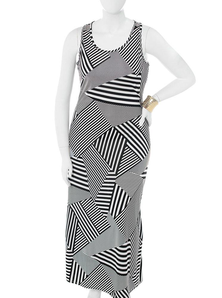 Plus Size Mod Geo Print Maxi Dress