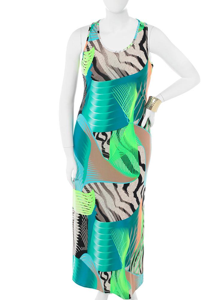 Plus Size Island Beauty Maxi Aqua Dress