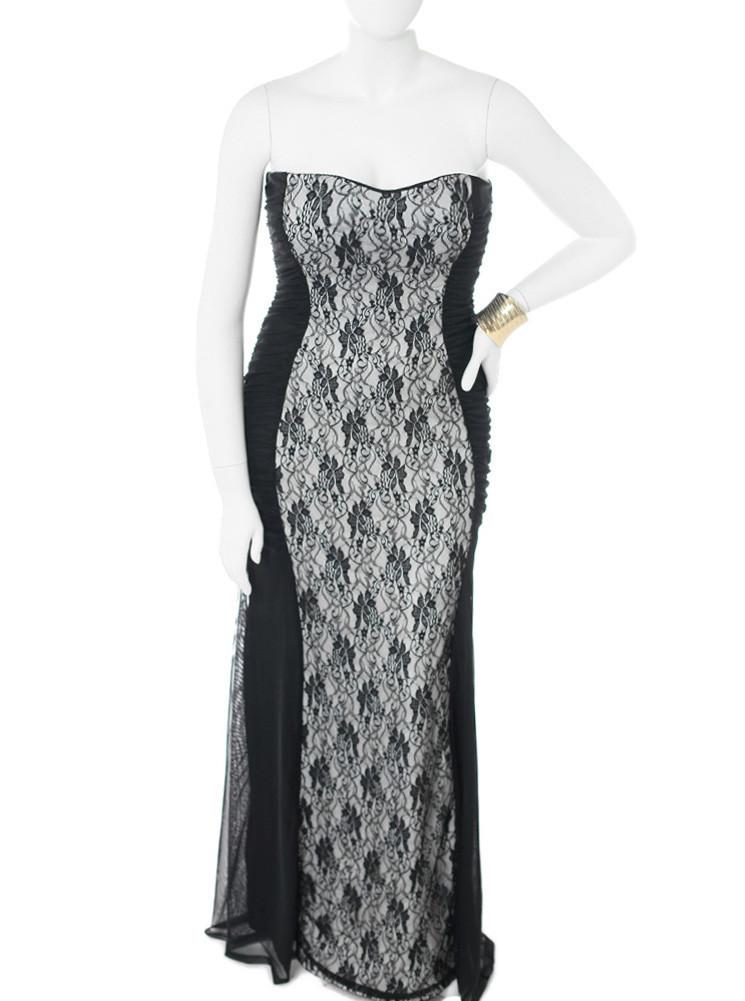 Plus Size Floral Lace White Maxi Dress