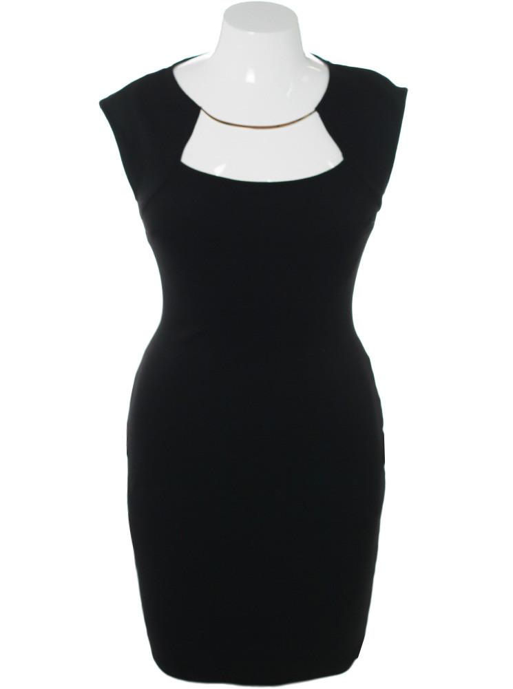 Plus Size Glam Necklace Black Midi Dress