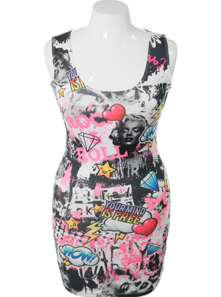 Plus Size Marlyn Pop Culture Print Dress