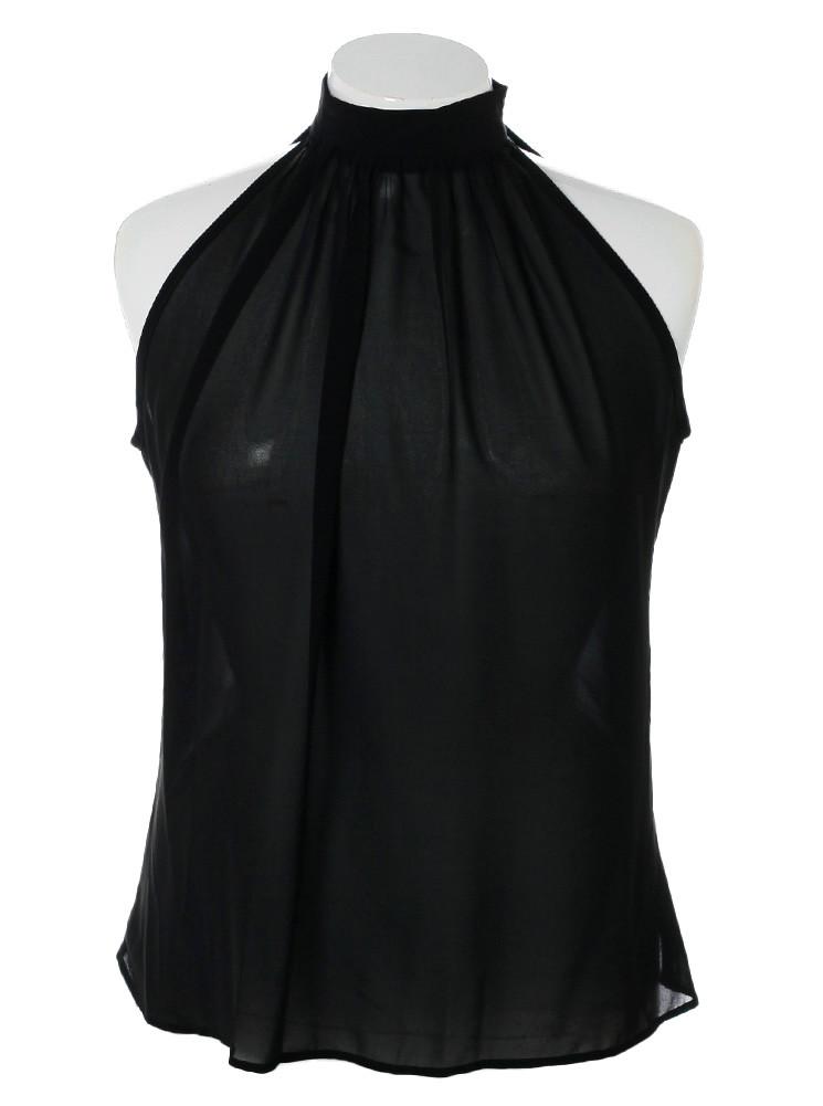 Plus Size Butterfly Back Sheer Black Top
