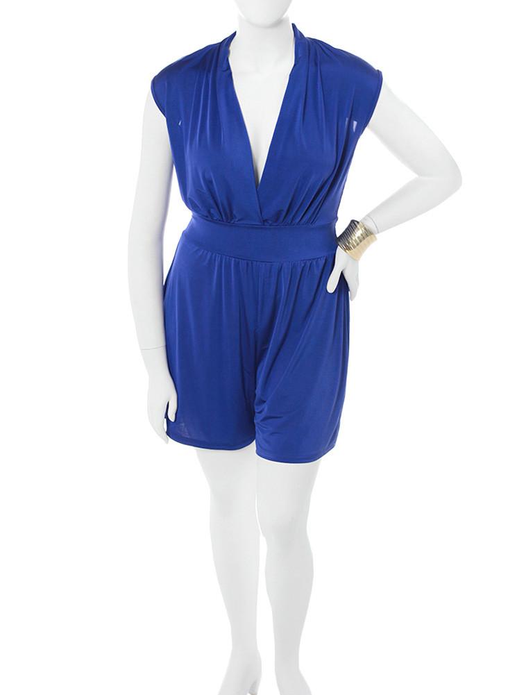 Plus Size Let's Play Silky Blue Romper