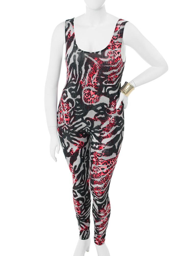 Plus Size Sexy Cheetah Print Jumpsuit