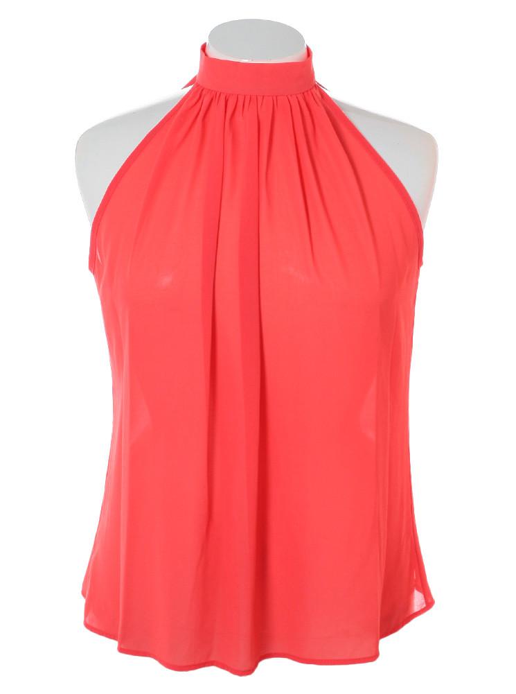 Plus Size Butterfly Back Sheer Coral Top