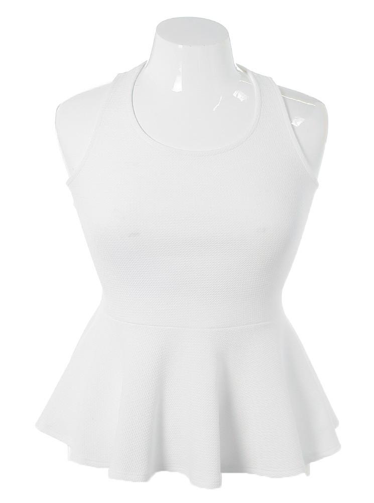 Plus Size Criss Cross Peplum White Top