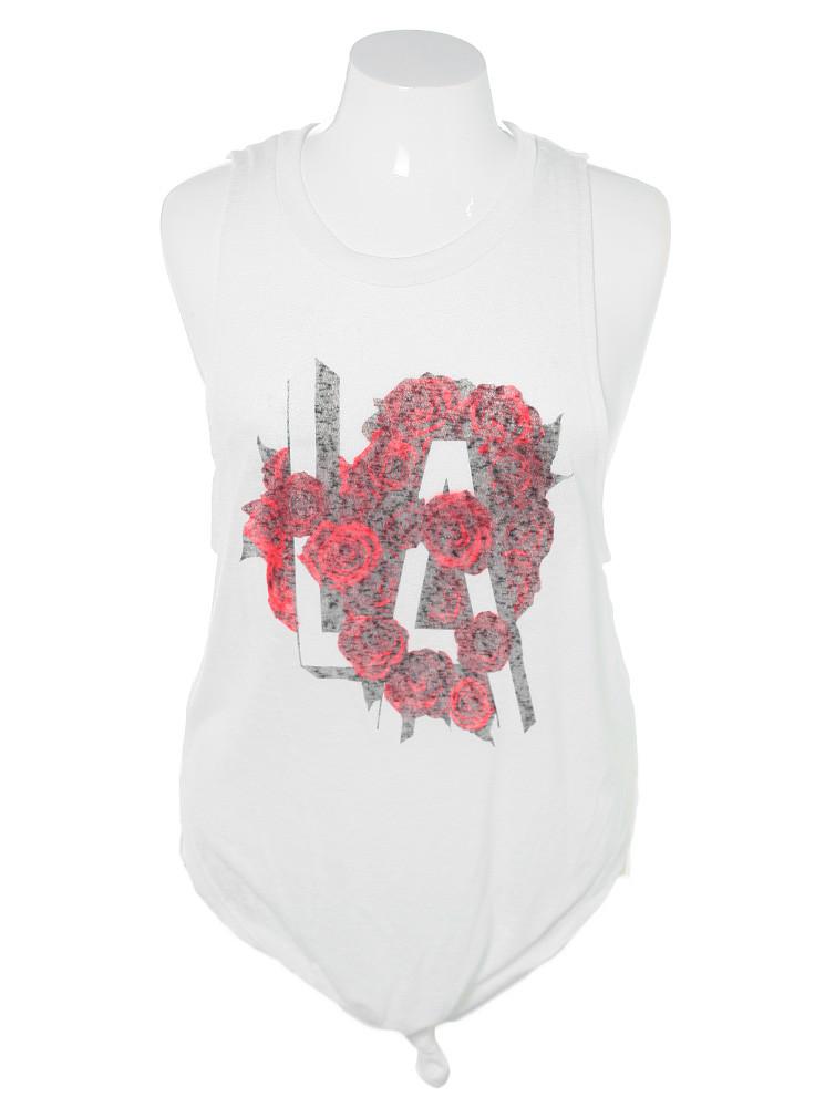 Plus Size Sleeveless LA Rose White Top